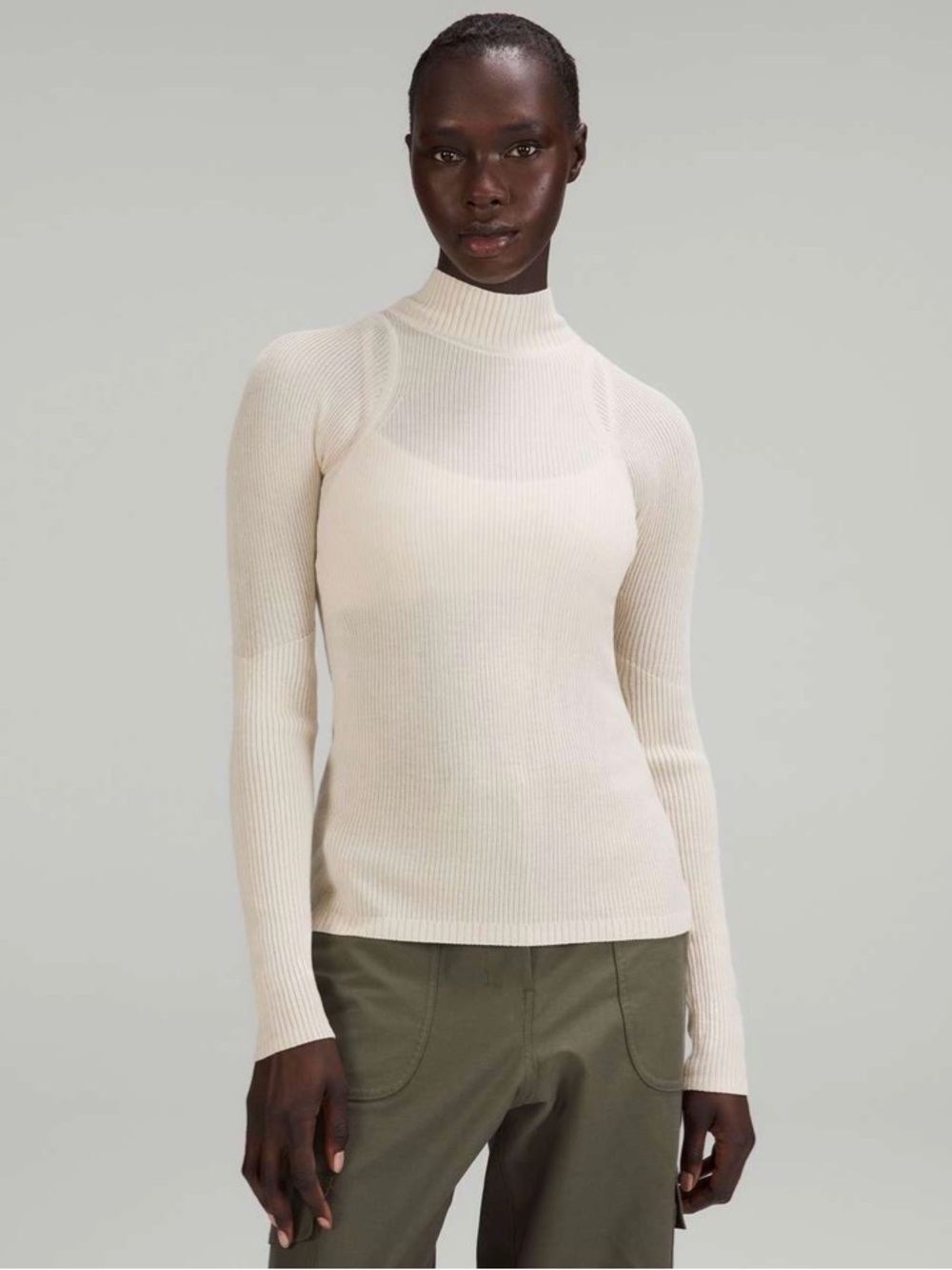 NWOT Lululemon Merino Wool Mock Neck Sweater in Natural Ivory